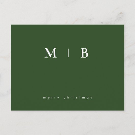 Carte Postale Monogramme simple et élégant Noël vert (Devant)