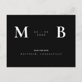 Carte Postale Monogramme simple et élégant Noir/Blanc Enregistre (Devant)
