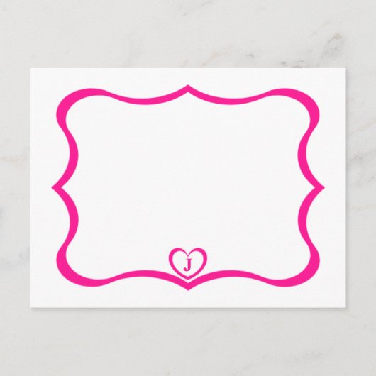 Carte Postale Monogramme Simple Et Élégante #Rose (Devant)