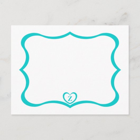 Carte Postale Monogramme Simple Et Élégante #Turqu (Devant)