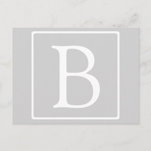 Carte Postale Monogramme simple gris clair (Devant)