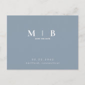 Carte Postale Monogramme Simple lisse Dusty Blue Enregistrer la (Devant)