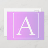Carte Postale Monogramme simple | Ombre subtil rose/violet (Devant / Derrière)