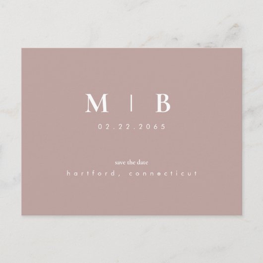 Carte Postale Monogramme simple Rose or Enregistrer la date (Devant)