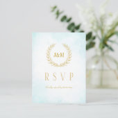Carte Postale Monogramme Turquoise Mariage Choix de repas RSVP (Debout devant)