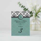 Carte Postale Monogramme turquoise - Réception de mariage Numéro (Debout devant)