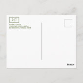 Carte Postale Monogramme vert d'olive foncé moderne (Dos)