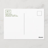 Carte Postale Monogramme vert olive foncé moderne (Dos)