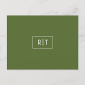 Carte Postale Monogramme vert olive foncé moderne (Devant)