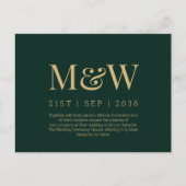 Carte Postale Monogramme vert or Faire-part de mariage (Devant)