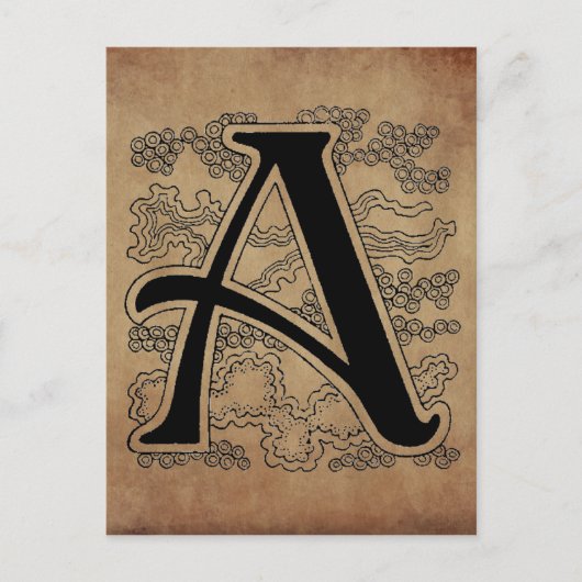 Carte Postale Monogramme vintage La lettre A Script (Devant)