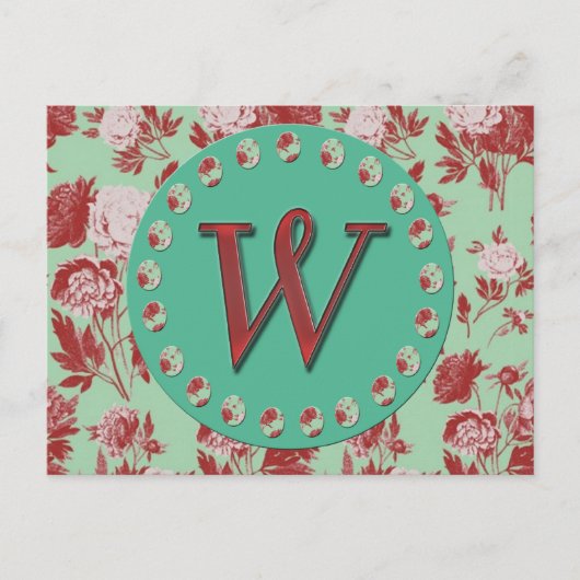 Carte Postale Monogramme vintage W (Devant)