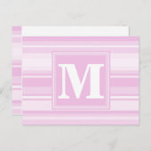 Carte Postale Monogrammes à rayures roses pour bébé (Devant / Derrière)