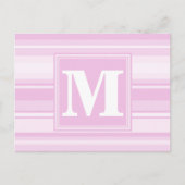 Carte Postale Monogrammes à rayures roses pour bébé (Devant)
