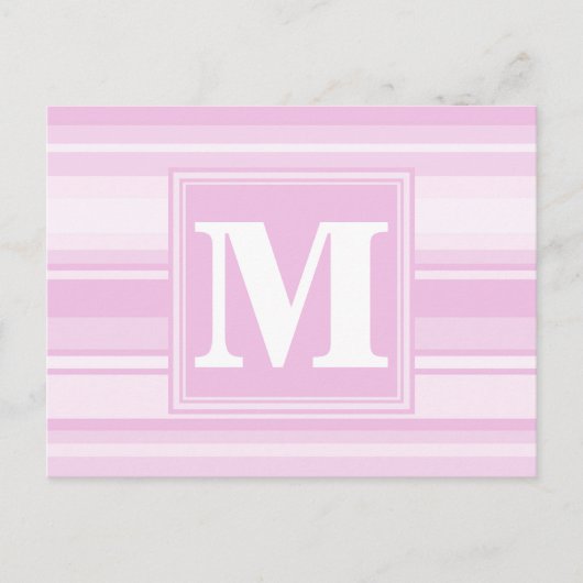 Carte Postale Monogrammes à rayures roses pour bébé (Devant)