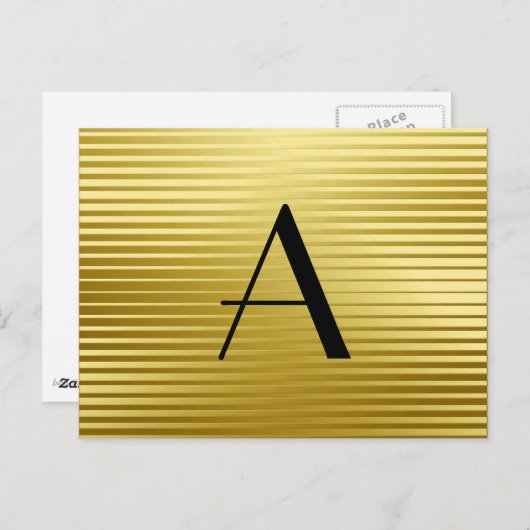 Carte Postale Monogrammes Art Déco Gold Satin (Devant / Derrière)
