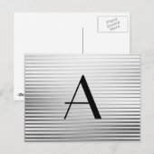 Carte Postale Monogrammes Art Déco Satin Argent (Devant / Derrière)