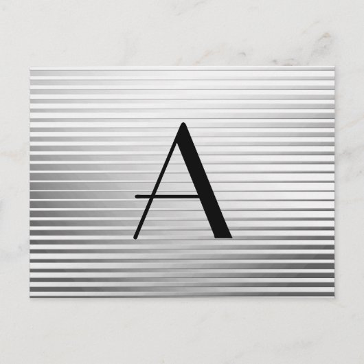 Carte Postale Monogrammes Art Déco Satin Argent (Devant)