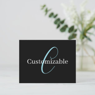 Carte Postale Monographie de script cursive modifiable noir bleu