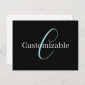 Carte Postale Monographie de script cursive modifiable noir bleu (Devant / Derrière)