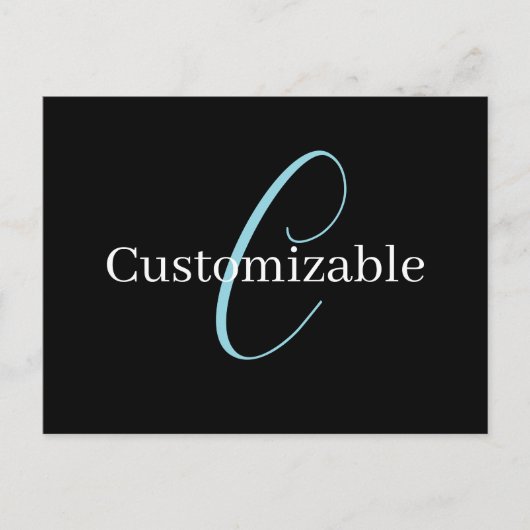 Carte Postale Monographie de script cursive modifiable noir bleu (Devant)