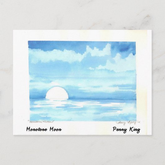 Carte Postale Monotone Moon peinture originale aquarelle (Devant)
