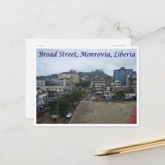 Carte Postale Monrovia - Libéria - Broad Street - (Devant/Arrière en situation)