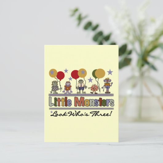 Carte Postale Monster 3ème anniversaire Tshirts et cadeaux (Debout devant)