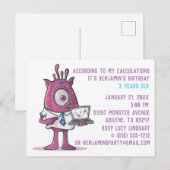 Carte postale Monster Invitation de fête d'anniver (Devant / Derrière)