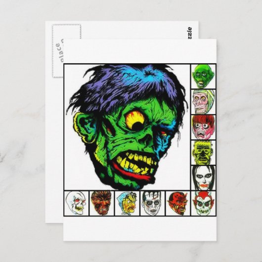 Carte Postale Monster Retro monstres (Devant / Derrière)