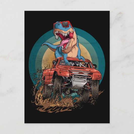 Carte Postale Monster Truck Trex Course de Terre Dinosaure (Devant)