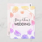 Carte Postale Monstera coloré main tiré Mariage de botanique (Devant / Derrière)