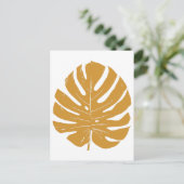 Carte Postale Monstera Feuille Nature Dessin dans la moutarde Ja (Debout devant)