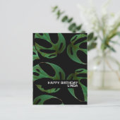 Carte Postale Monstera Plante Motif Illustration Feuille Anniver (Debout devant)