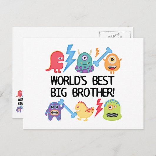 Carte Postale Monsters World's Best Big Brother (Devant / Derrière)