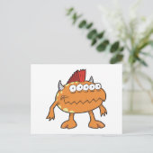 Carte Postale monstre à mohawk orange aux yeux multiples (Debout devant)