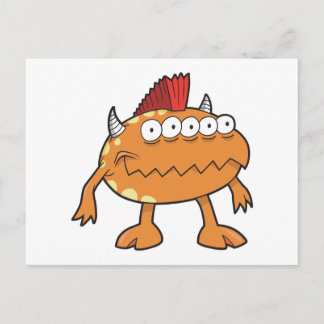 Carte Postale monstre à mohawk orange aux yeux multiples