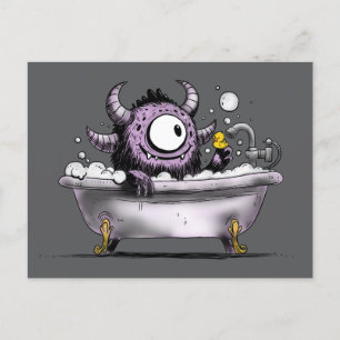 Carte Postale Monstre dans le bain bulle