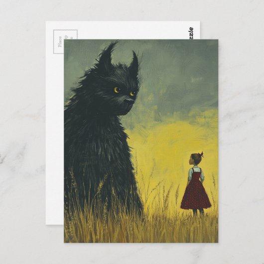 Carte Postale Monstre dans un champ de blé (Devant / Derrière)