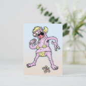 Carte Postale Monstre de Bikini jaune violet (Debout devant)