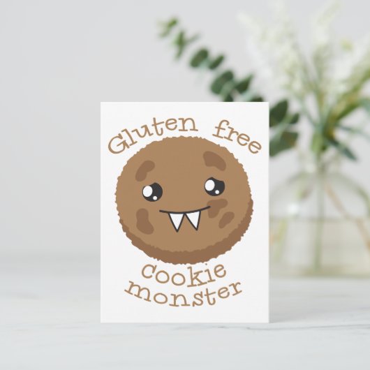 Carte Postale monstre de cookie sans gluten (Debout devant)