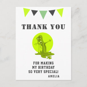 Carte Postale Monstre de Slime Vert Flippant Anniversaire Merci