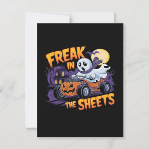 CARTE POSTALE MONSTRE D'HALLOWEEN DANS LE DRAP DE LIT