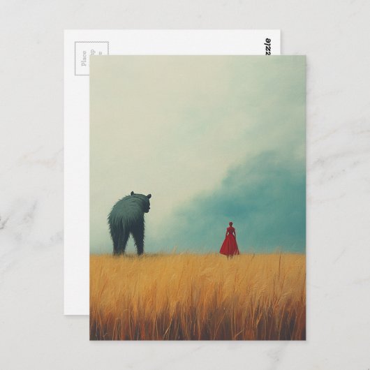 Carte Postale Monstre d'ours dans un champ de blé (Devant / Derrière)