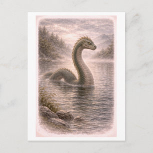 Carte Postale Monstre du Loch Ness de style vintage (Série mythi