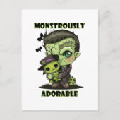 Carte Postale Monstre Frankenstein mignon avec plushie (Devant)