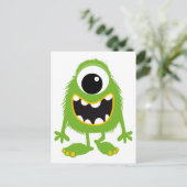 Carte Postale Monstre Green Retro Cute (Debout devant)