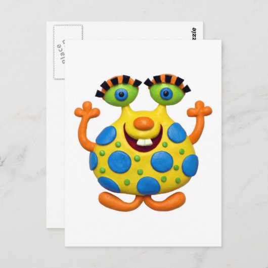 Carte Postale Monstre jaune repéré (Devant / Derrière)