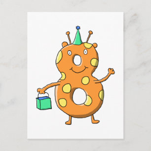 Carte Postale Monstre orange numéro 8 pour 8ème anniversaire.