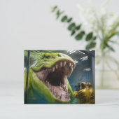 Carte Postale Monstre sous-marin pré-historique vert effrayant (Debout devant)